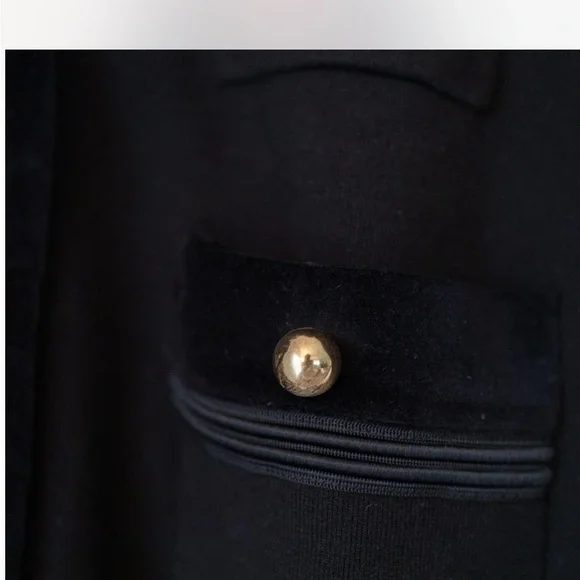 Sandro velvet trim Cardigan with gold buttons S EUC - Picture 7 of 8